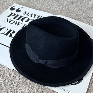 *Last One* Black & Other Stories Black Wool Fedora Brim Hat Size L